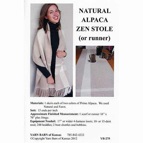 Natural Alpaca Zen Stole Pattern Leaflet