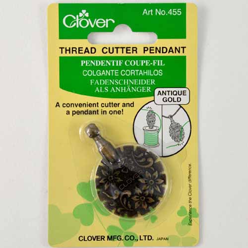 Clover Yarn Cutter Pendant Antique Silver