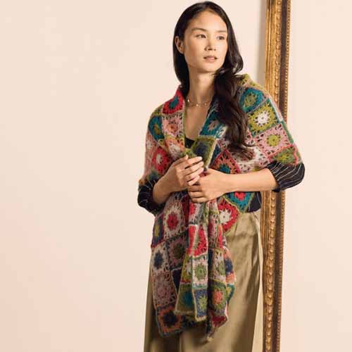 Chantel Crocheted Shawl in Kid Silk Haze