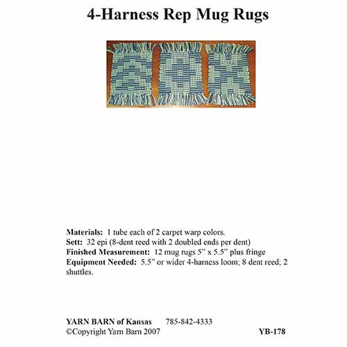 4-Harness Rep Mug Rugs Pattern Leaflet