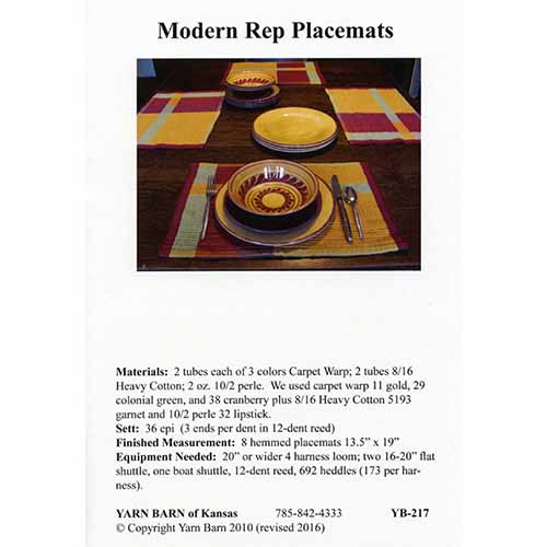 Modern Rep Placemats Pattern Leaflet