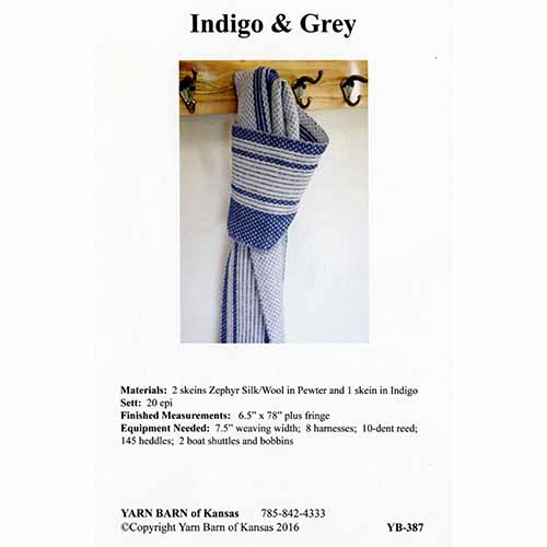 Indigo and Grey Scarf Leaflet Pattern